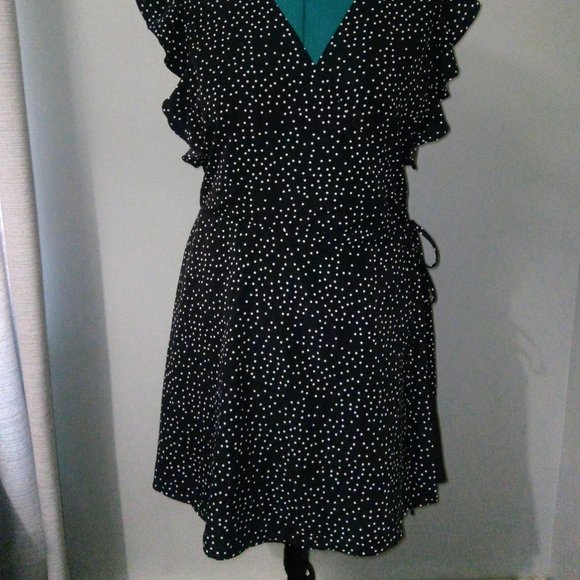 Urban Outfitters Josey Polka Dot Mini Wrap Dress Sz XL - Picture 9 of 16